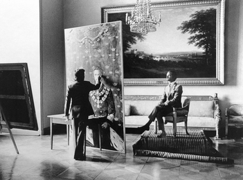 Илья Глазунов за работой над портретом Короля Швеции Карла XVI Густава