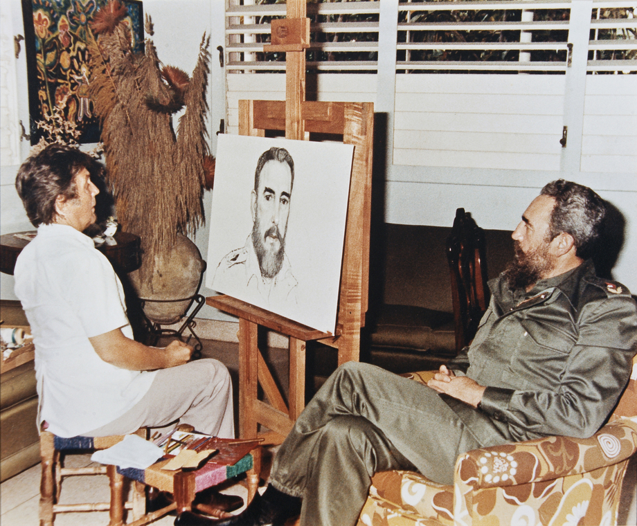 Илья Глазунов пишет портрет Фиделя Кастро