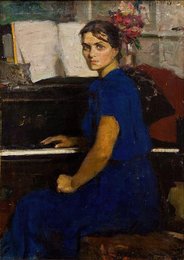 Портрет пианистки Марины Дранишниковой у рояля